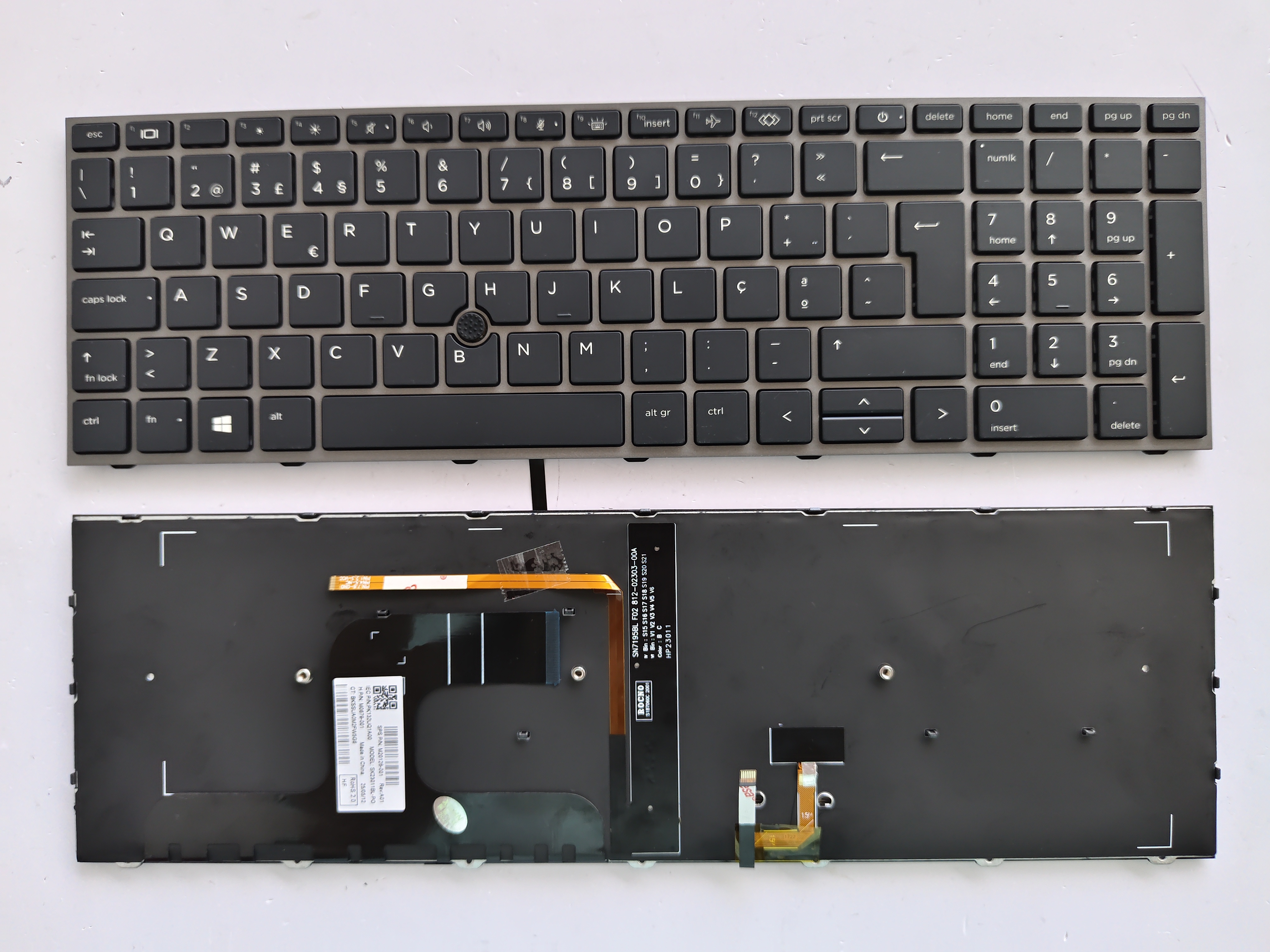 Picture of New Replacement Laptop Keyboard For HP ZBOOK17G7/ZBOOK17G8/ZBOOK Fury 17 G7 G8 SILVER FRAME BLACK With Point Backlit (OEM) PO Layout
